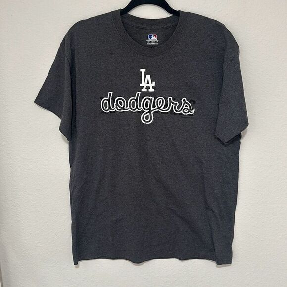 MLB Mens Gray Short Sleeve LA Dodgers Crewneck T-Shirt Size Large - Picture 1 of 5